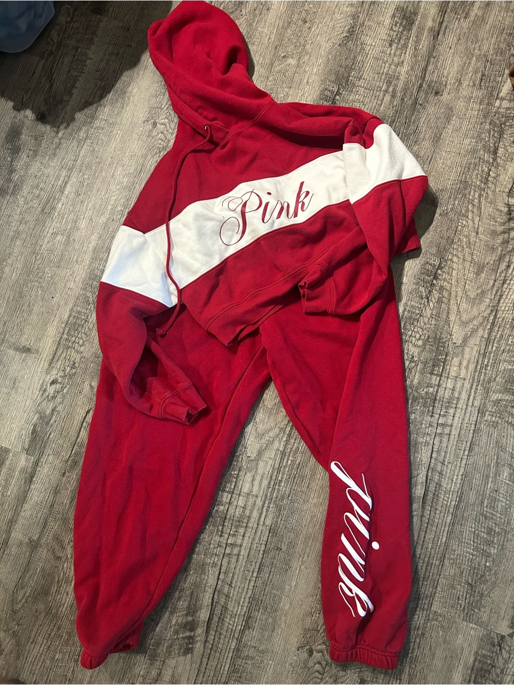 PINK Victoria's Secret Red and White Sweat Set